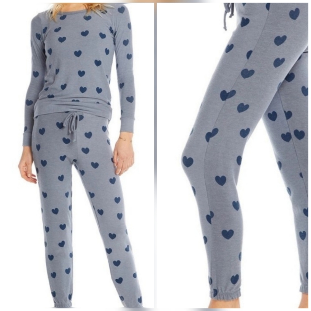 Anthropologie Chaser Blue Heart Jogger Pants